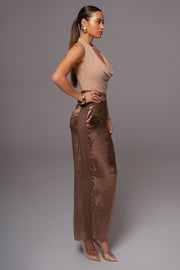Chocolate Nora Satin Maxi Skirt