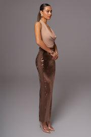Chocolate Nora Satin Maxi Skirt