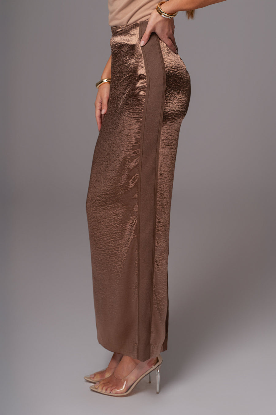 Chocolate Nora Satin Maxi Skirt