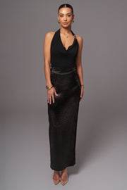 Black Nora Satin Maxi Skirt