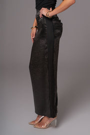 Black Nora Satin Maxi Skirt