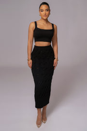 Black Morgan Knit Maxi Skirt