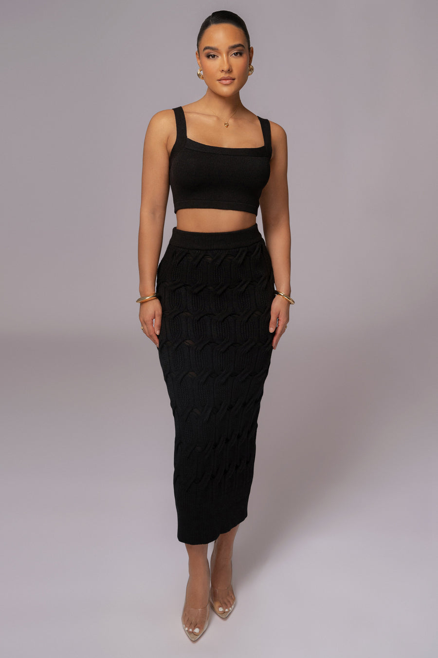 Black Morgan Knit Maxi Skirt