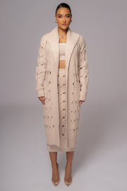 Beige Morgan Knit Maxi Skirt