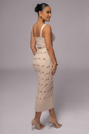 Beige Morgan Knit Maxi Skirt