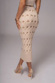 Beige Morgan Knit Maxi Skirt