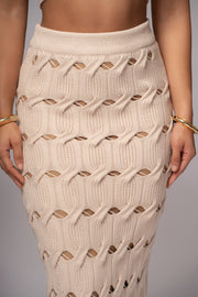 Beige Morgan Knit Maxi Skirt