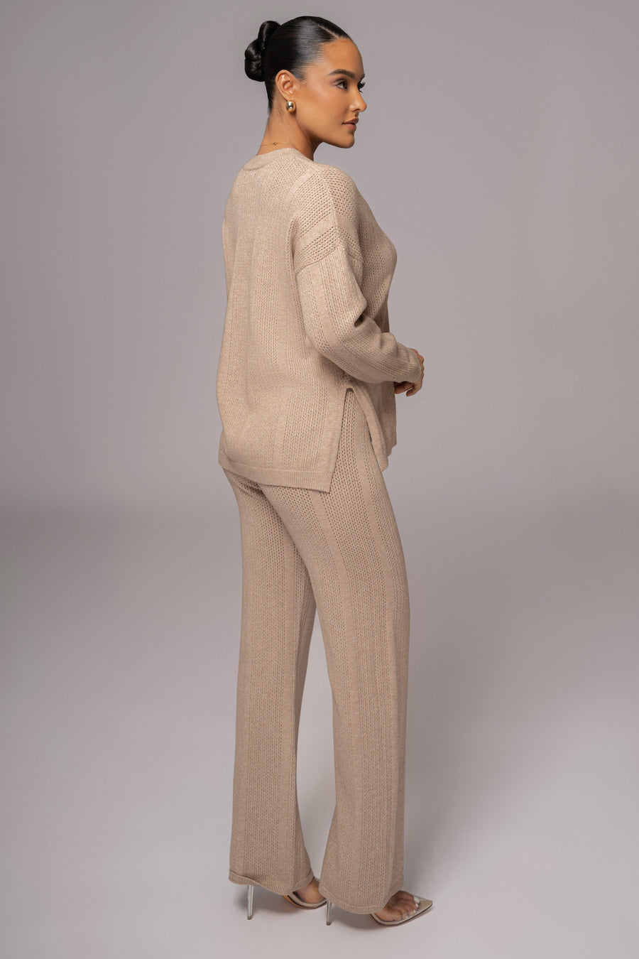 Taupe Fortuna Sweater Knit Pants