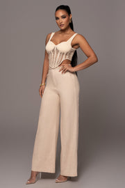 Beige Waverly Linen Trousers