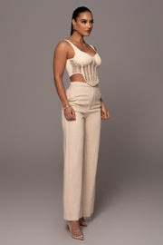 Beige Waverly Linen Trousers