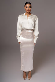 Champagne Nora Satin Maxi Skirt
