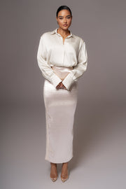 Champagne Nora Satin Maxi Skirt