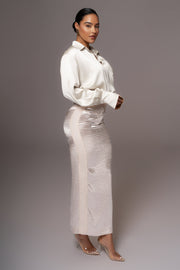 Champagne Nora Satin Maxi Skirt