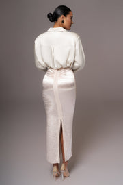 Champagne Nora Satin Maxi Skirt