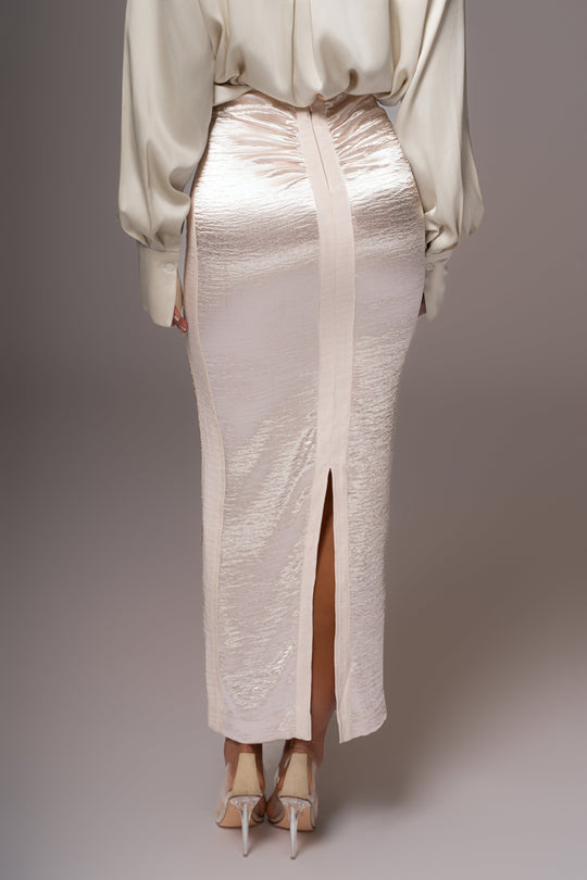 Champagne Nora Satin Maxi Skirt