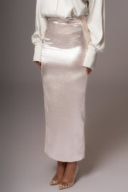 Champagne Nora Satin Maxi Skirt