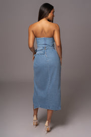 Medium Wash Gisele Denim Slit Skirt