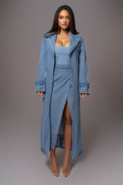 Medium Wash Gisele Denim Slit Skirt