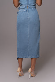 Medium Wash Gisele Denim Slit Skirt
