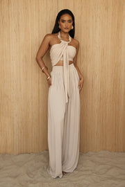 Beige After Sunset Pleated Pants