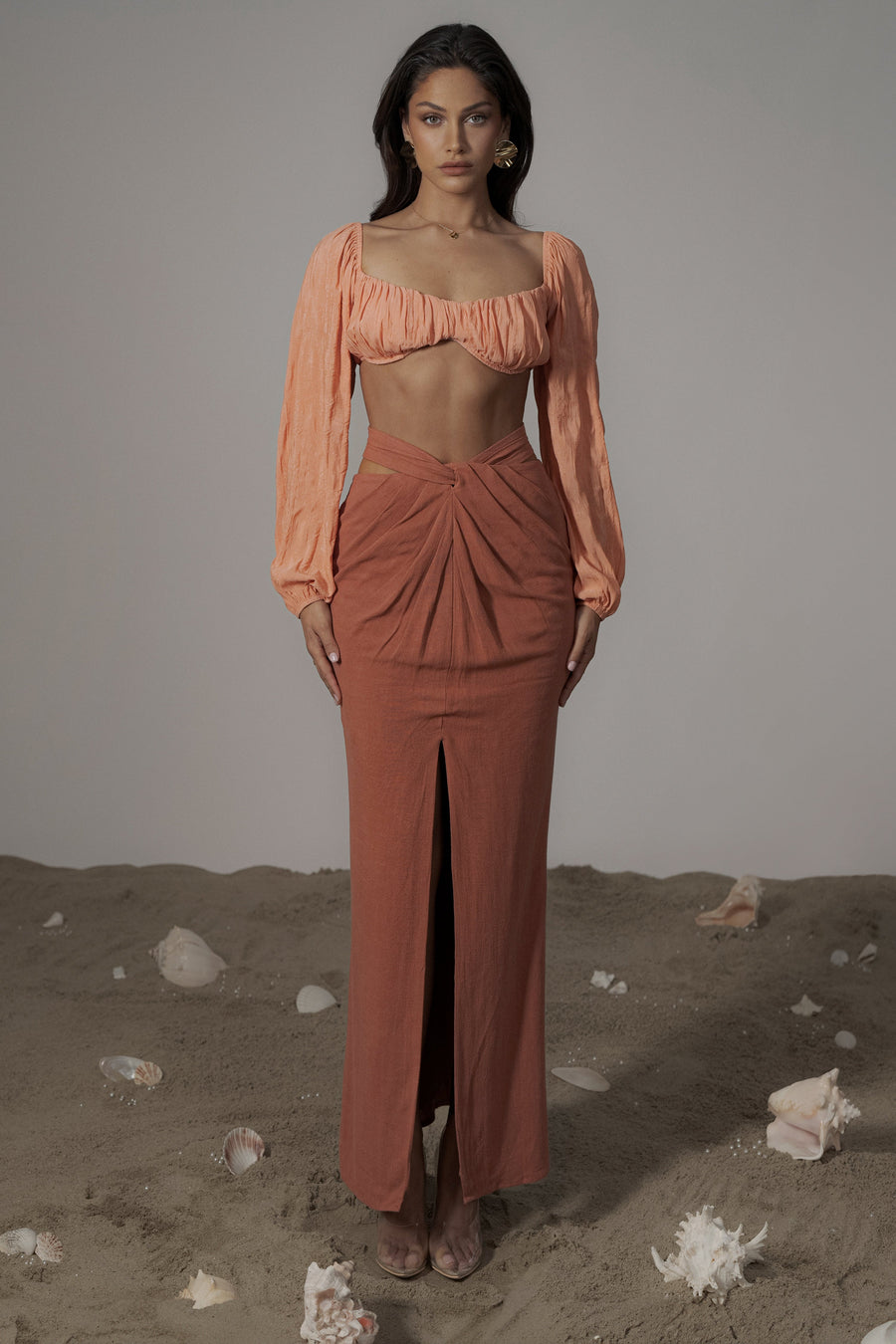 Terra Cotta Dreamland Linen Skirt