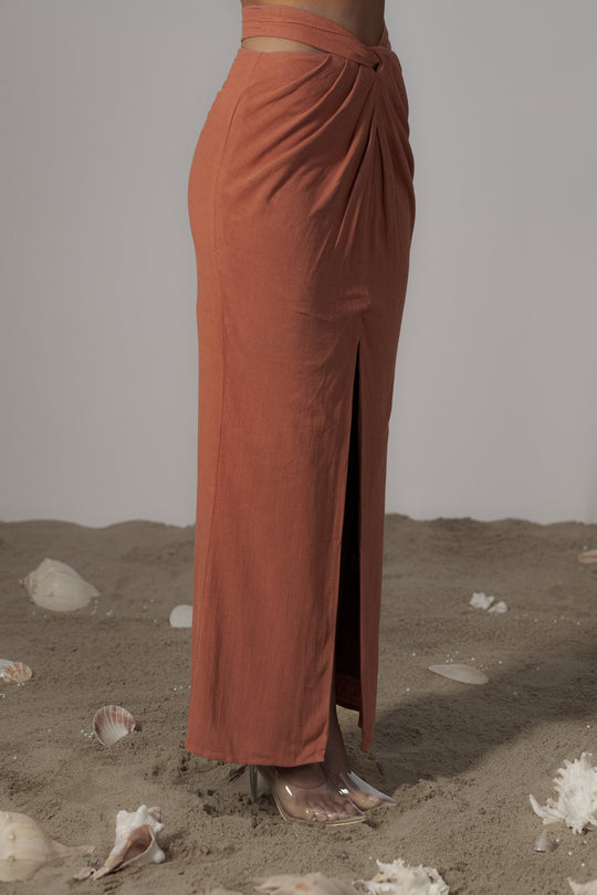 Terra Cotta Dreamland Linen Skirt