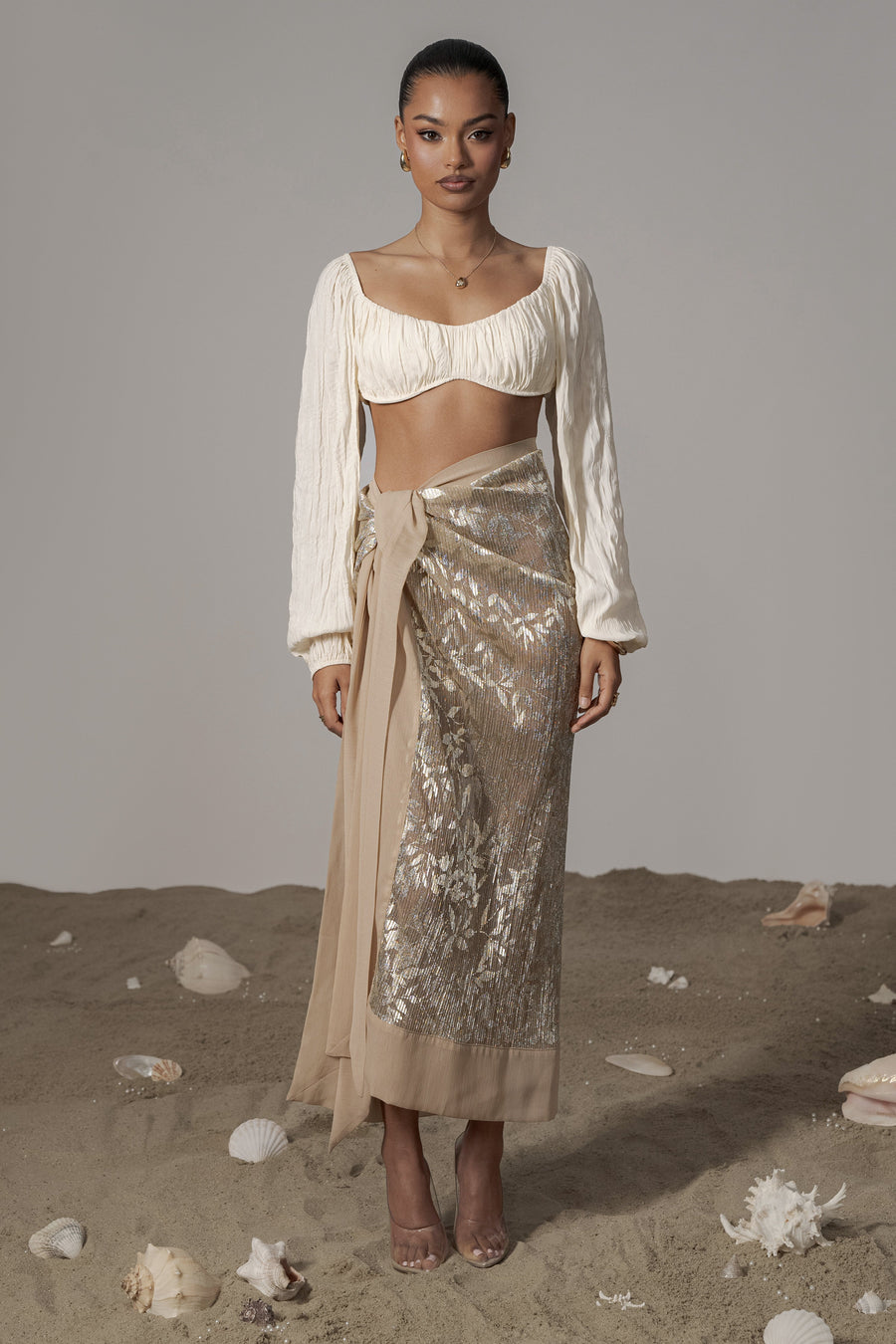 Gold Positano Printed Sarong Skirt