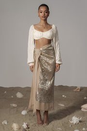 Gold Positano Printed Sarong Skirt