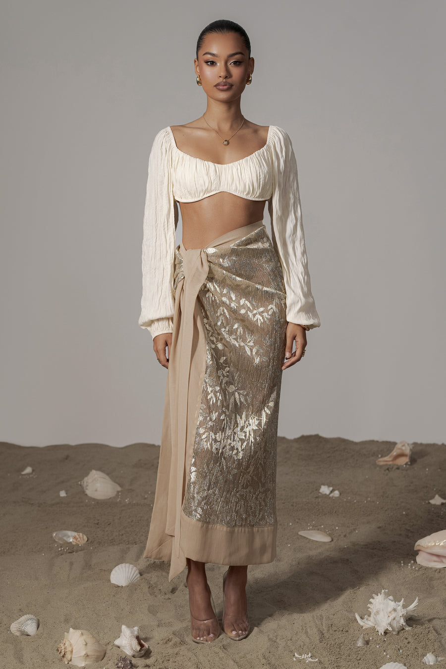 Gold Positano Printed Sarong Skirt