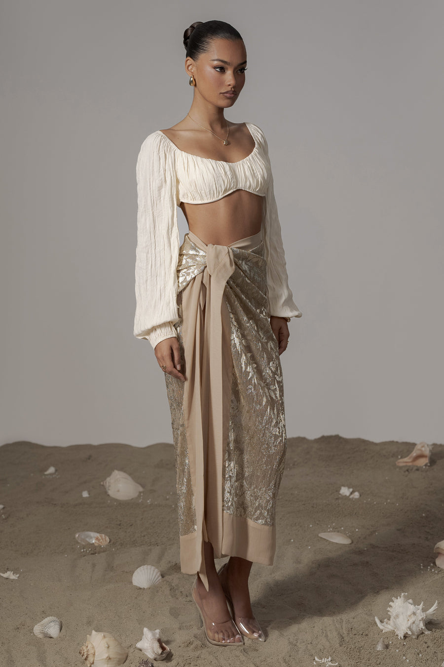 Gold Positano Printed Sarong Skirt