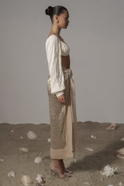 Gold Positano Printed Sarong Skirt