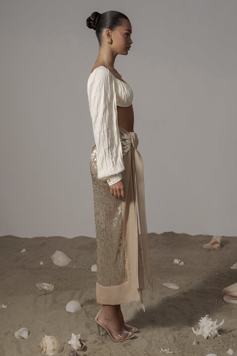 Gold Positano Printed Sarong Skirt