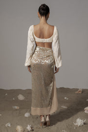 Gold Positano Printed Sarong Skirt