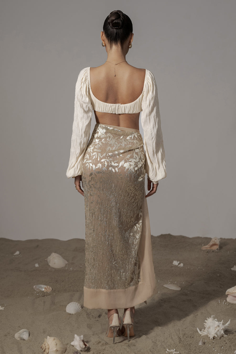 Gold Positano Printed Sarong Skirt