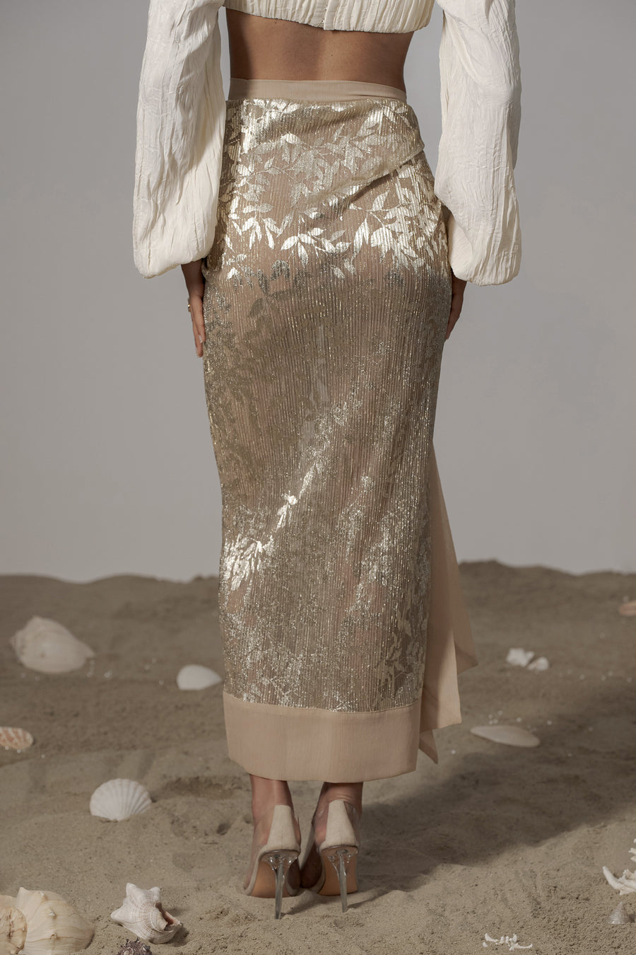 Gold Positano Printed Sarong Skirt