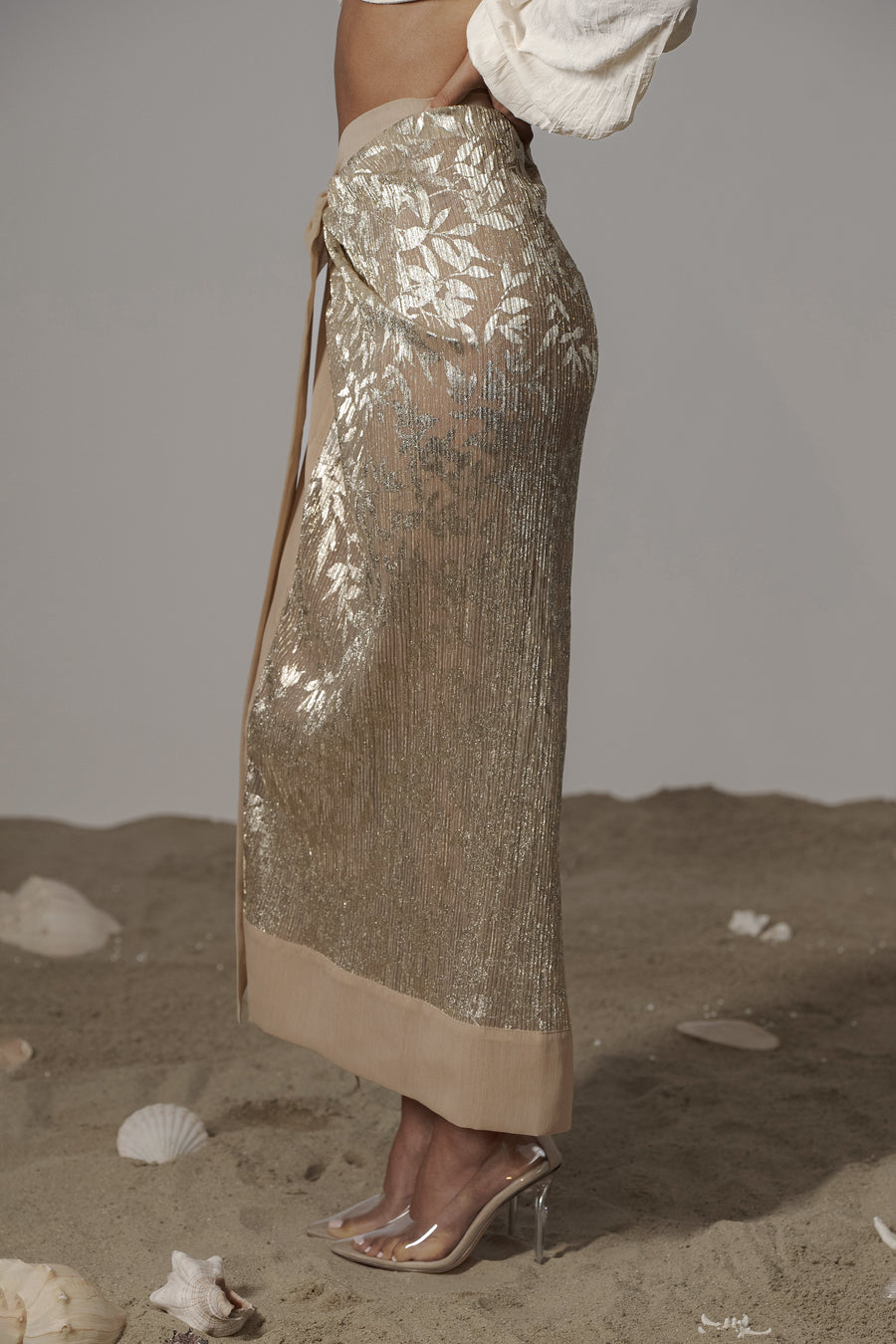 Gold Positano Printed Sarong Skirt