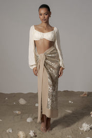 Gold Positano Printed Sarong Skirt