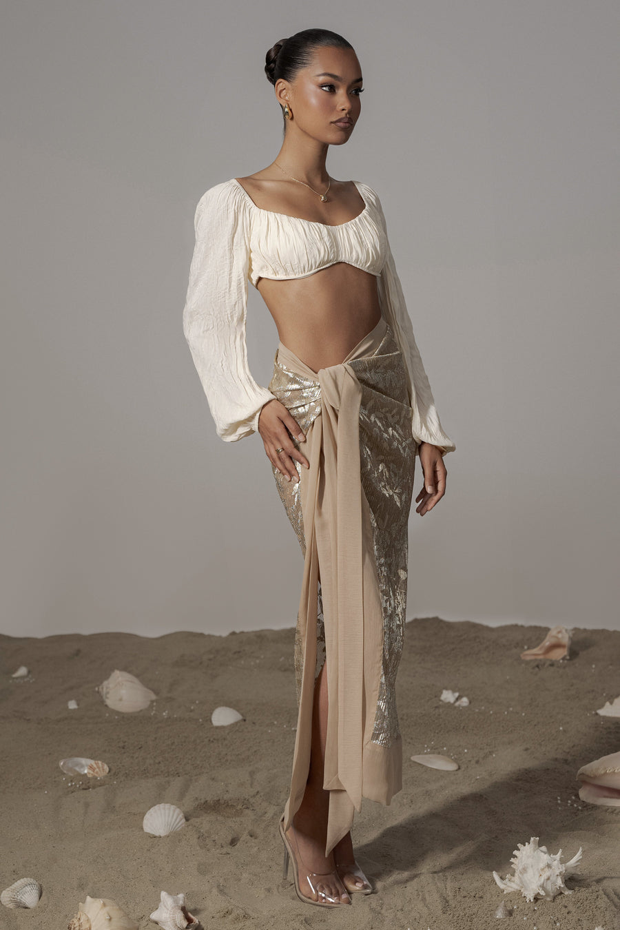 Gold Positano Printed Sarong Skirt