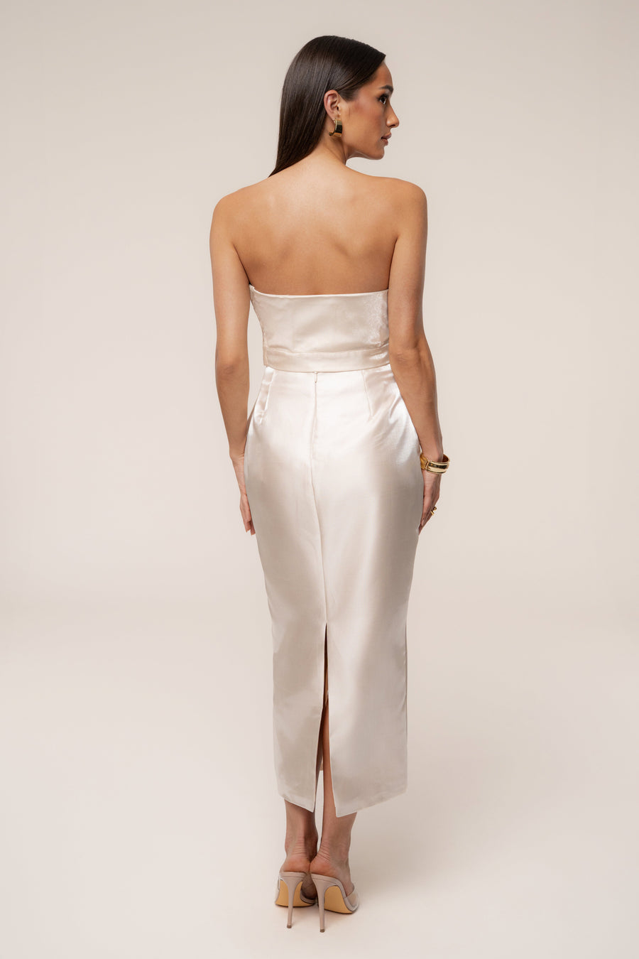 Champagne Reception Pleated Midi Skirt