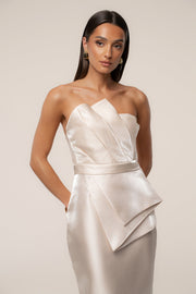 Champagne Reception Pleated Midi Skirt