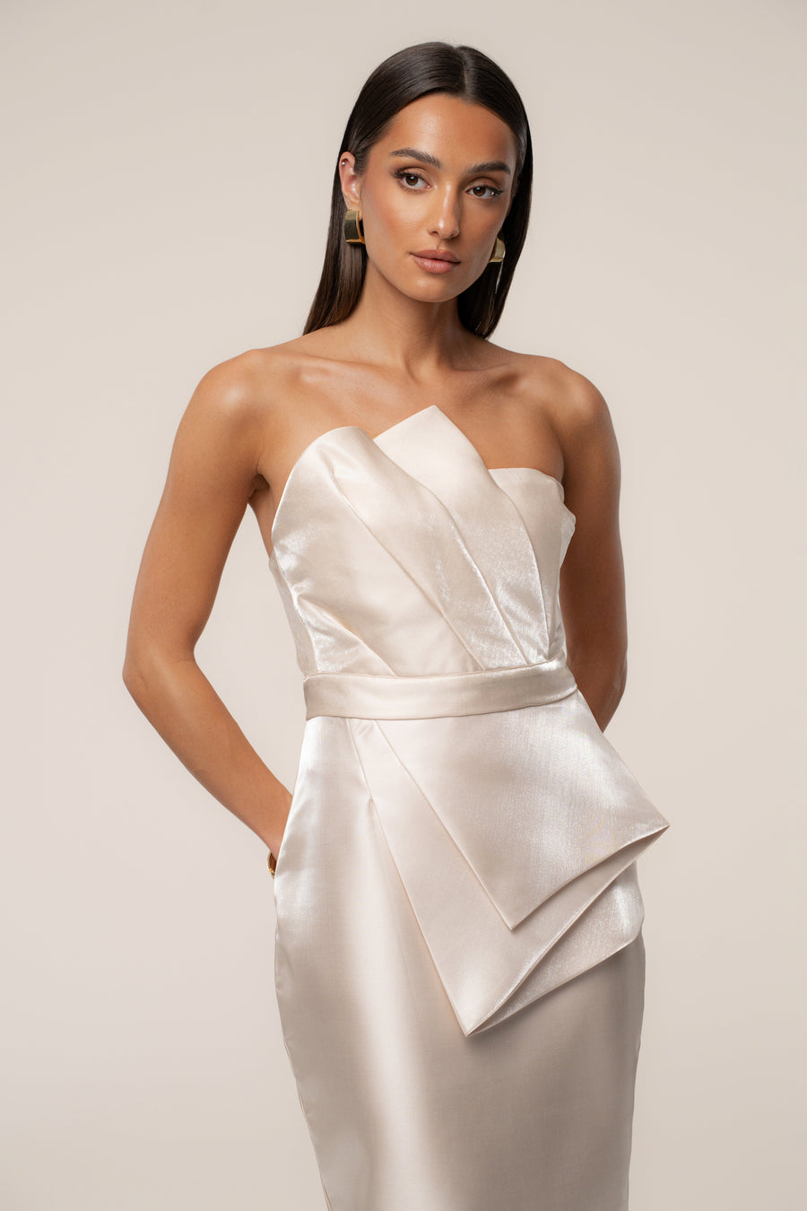 Champagne Reception Pleated Midi Skirt