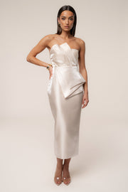 Champagne Reception Pleated Midi Skirt