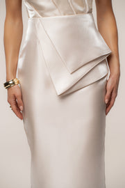 Champagne Reception Pleated Midi Skirt