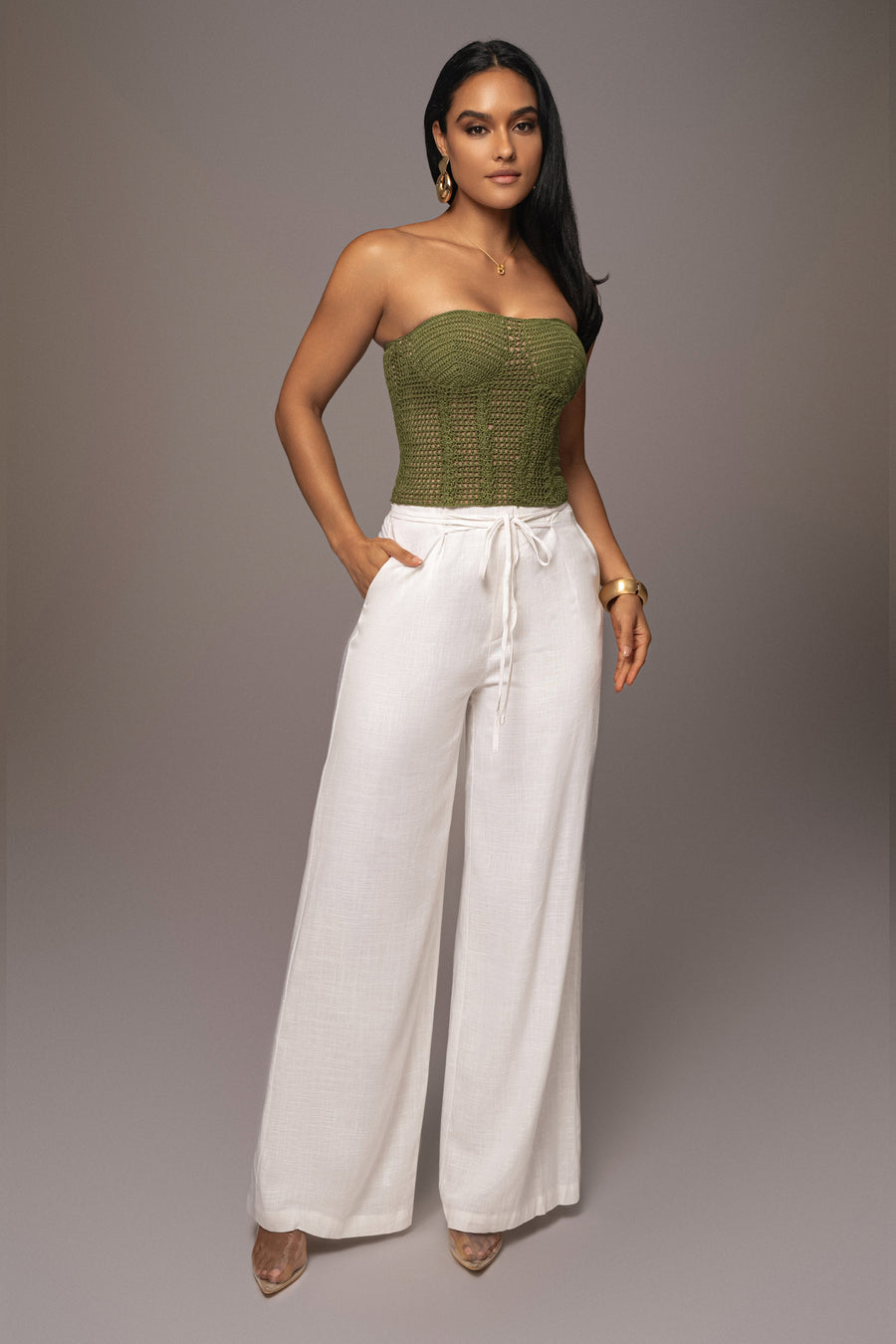 Off White Waverly Linen Trousers