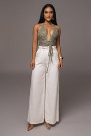 Off White Waverly Linen Trousers