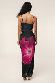 Black Floral Blooming Dawn Maxi Skirt