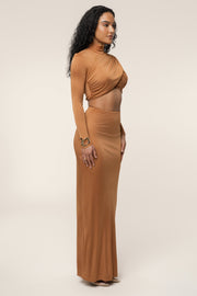 Copper Ultra High Waist Maxi Skirt