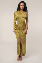Lime Mira Drape Maxi Skirt