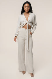 Beige Thea Linen Pants