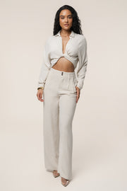 Beige Thea Linen Pants